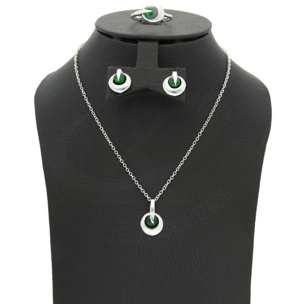 Italian Silver 925 Round Pendant Set (Necklace Earrings And Ring) - Fkjnklst2075 Sets