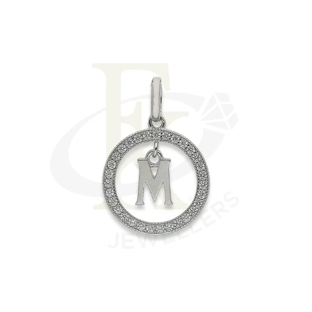 Italian Silver 925 Round Shaped Alphabet Pendant - Fkjpndsl2277 Letter M / 1.56 Grams Pendants