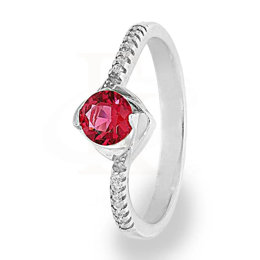 Italian Silver 925 Round Shaped Red Solitaire Ring - Fkjrnsl2134 Rings