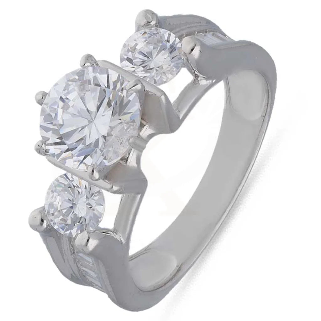 Sterling Silver 925 Round Shaped Solitaire Ring - Fkjrnsl3526 Rings