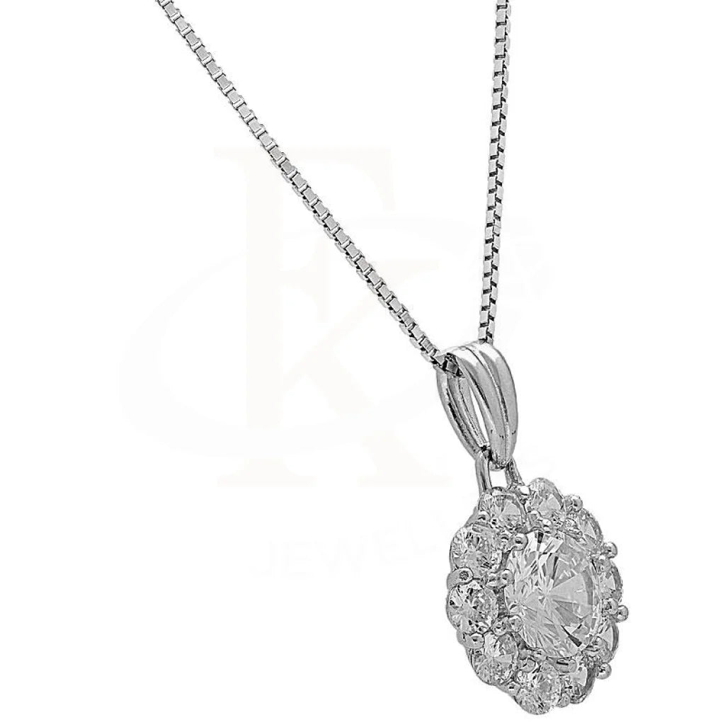 Italian Silver 925 Round Solitaire Necklace - Fkjnkl1973 Necklaces