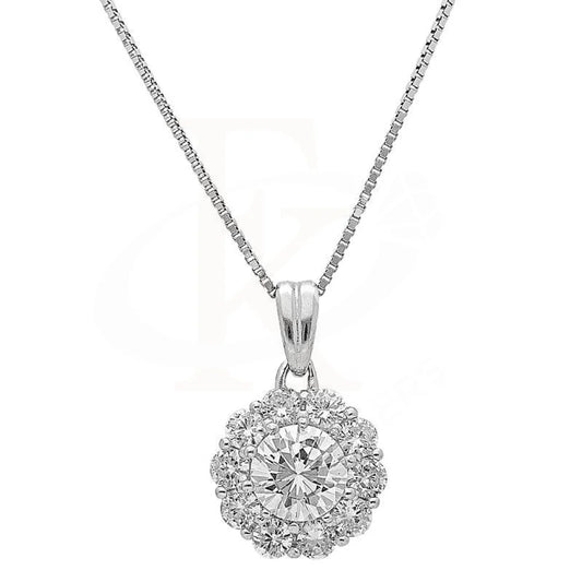 Italian Silver 925 Round Solitaire Necklace - Fkjnkl1973 Necklaces