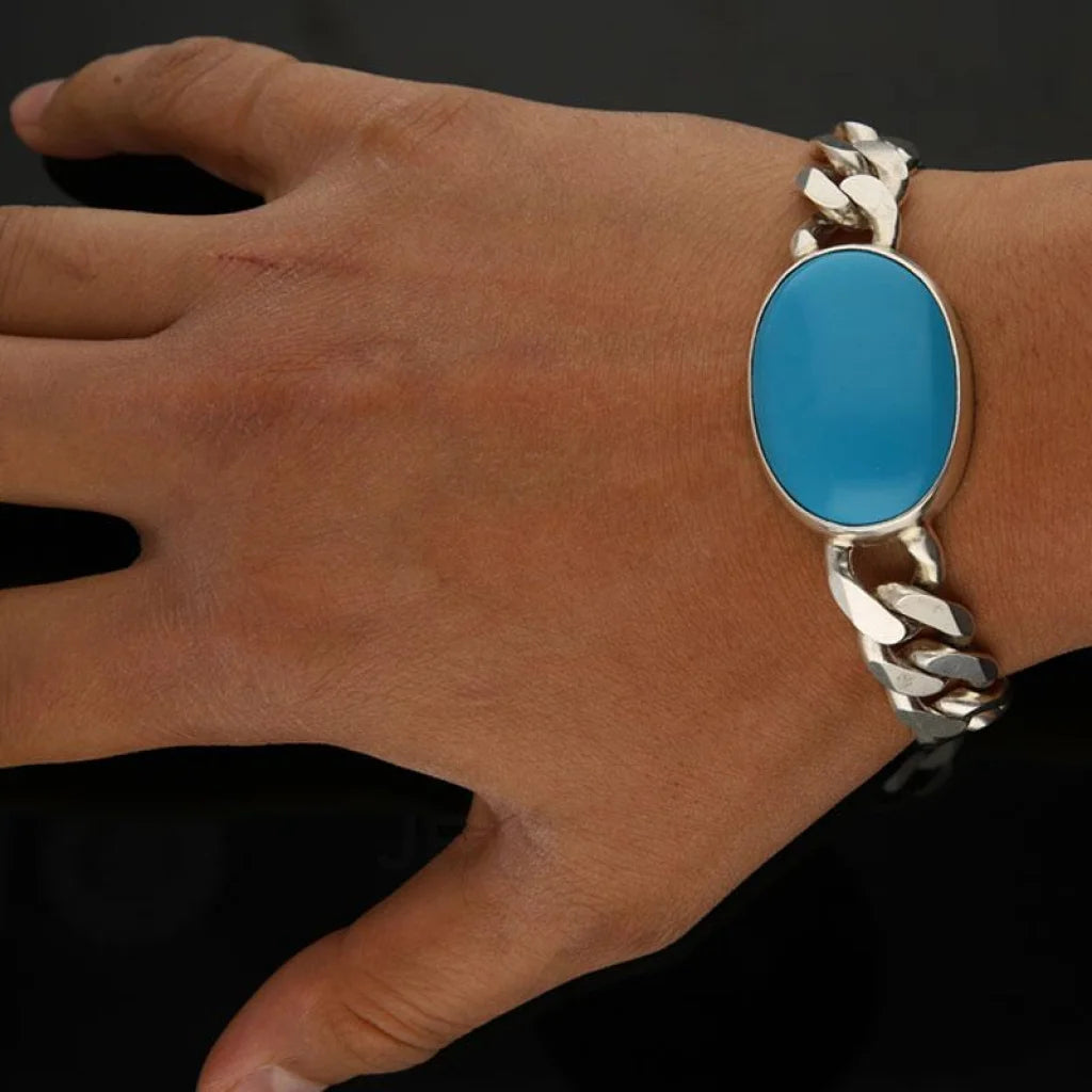 Buy Spotlight 316L Stainless Steel Salman Khan Style Fashion Bracelet Oval  Turquoise Stone Chain Link Gift for Him Bracelets for Men and Boys Online  at desertcartINDIA