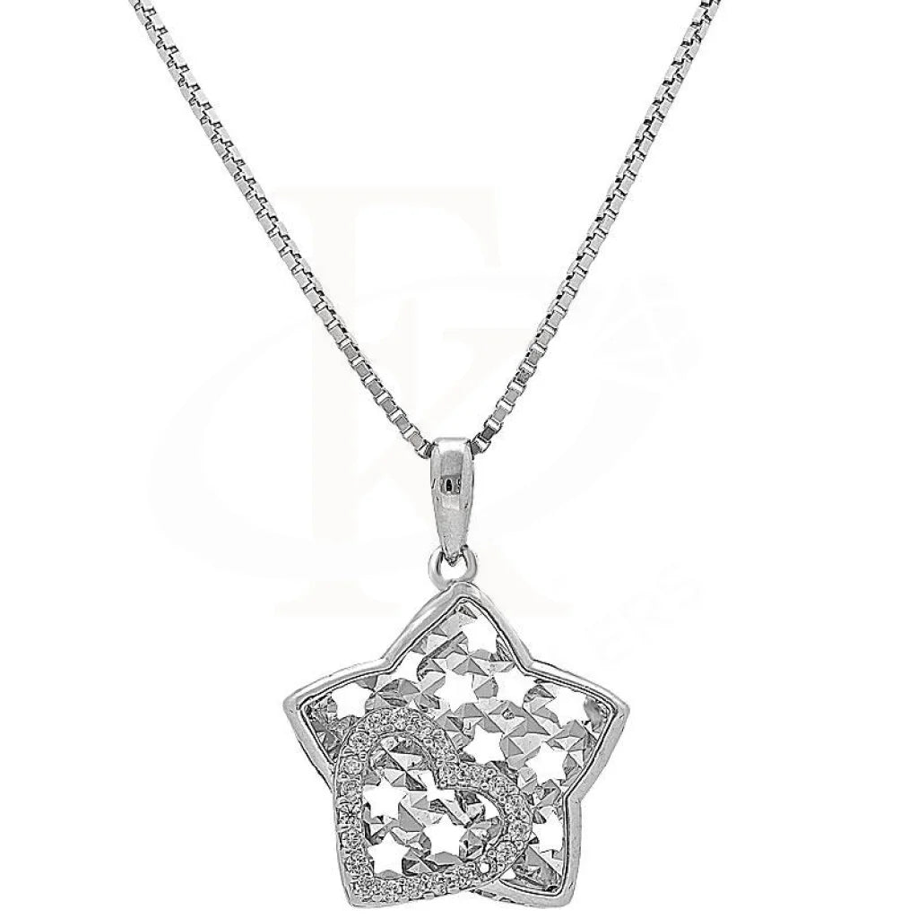Italian Silver 925 Star With Heart Necklace - Fkjnkl1974 Necklaces