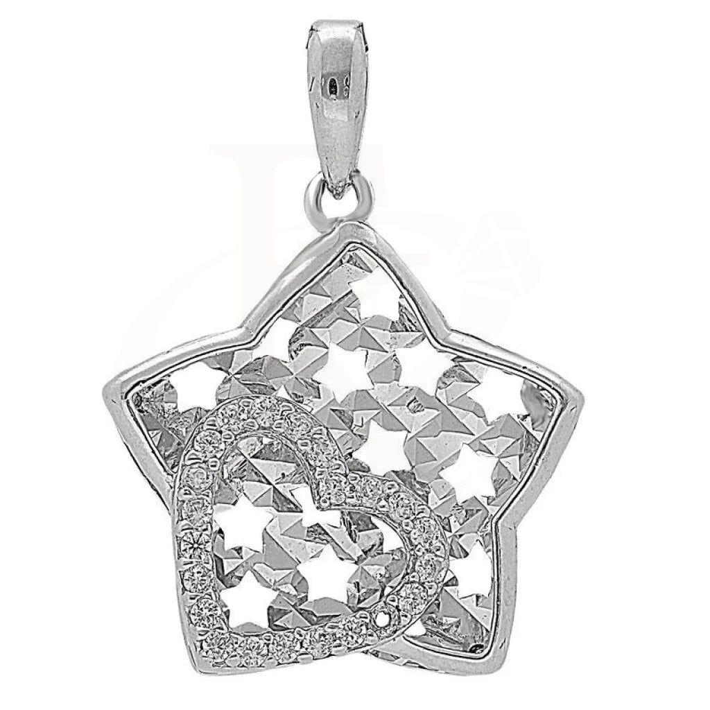 Italian Silver 925 Star With Heart Pendant - Fkjpnd1974 Pendants