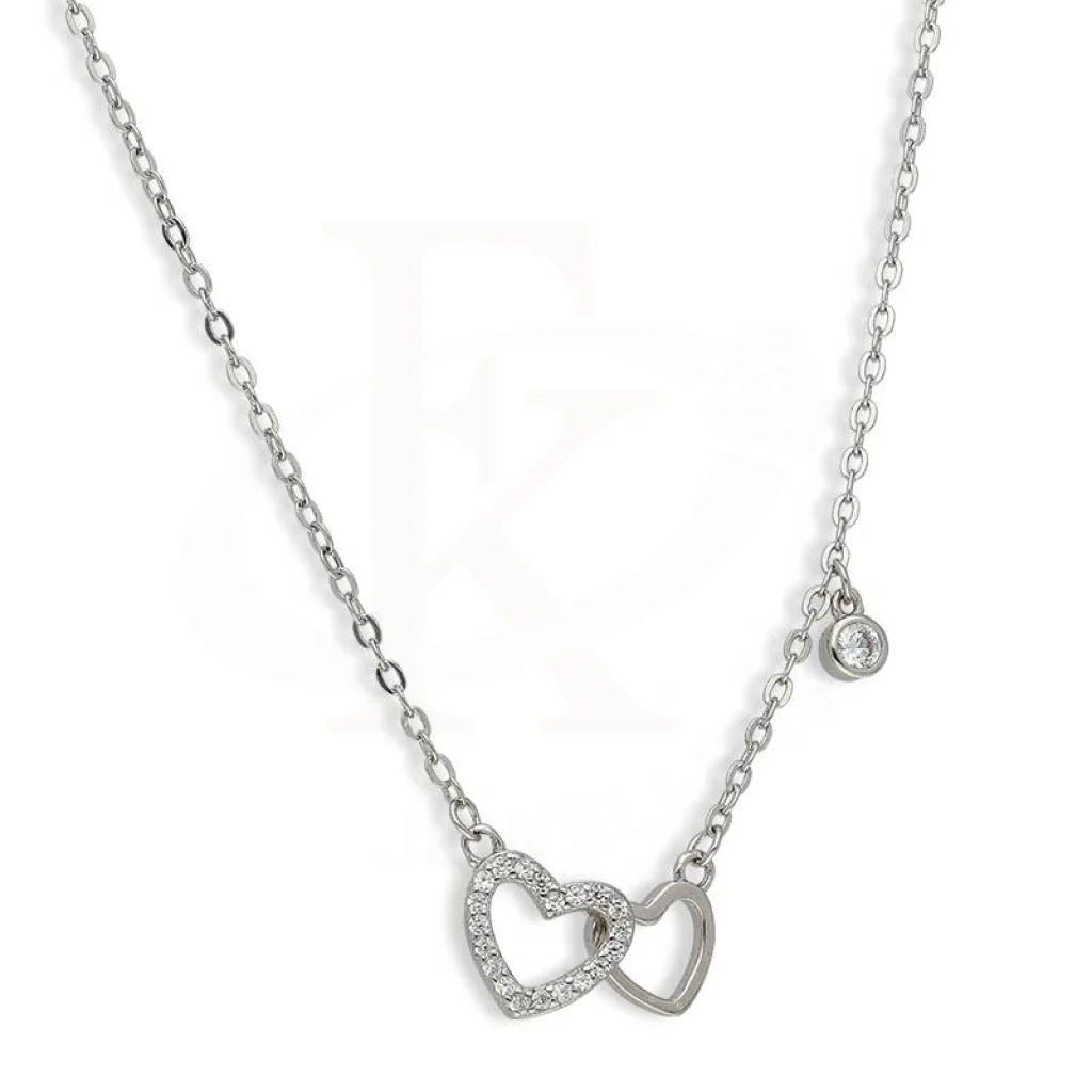 Sterling Silver 925 Twin Hearts Necklace - Fkjnklsl3023 Necklaces