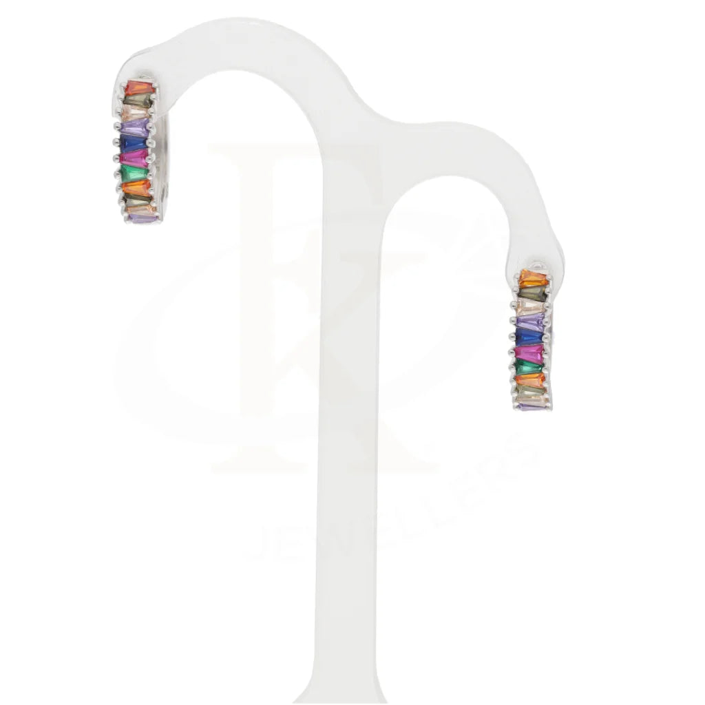 Sterling Silver 925 White Gold Rainbow Hoop Earrings - Fkjernsl5877