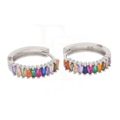 Sterling Silver 925 White Gold Rainbow Hoop Earrings - Fkjernsl5877