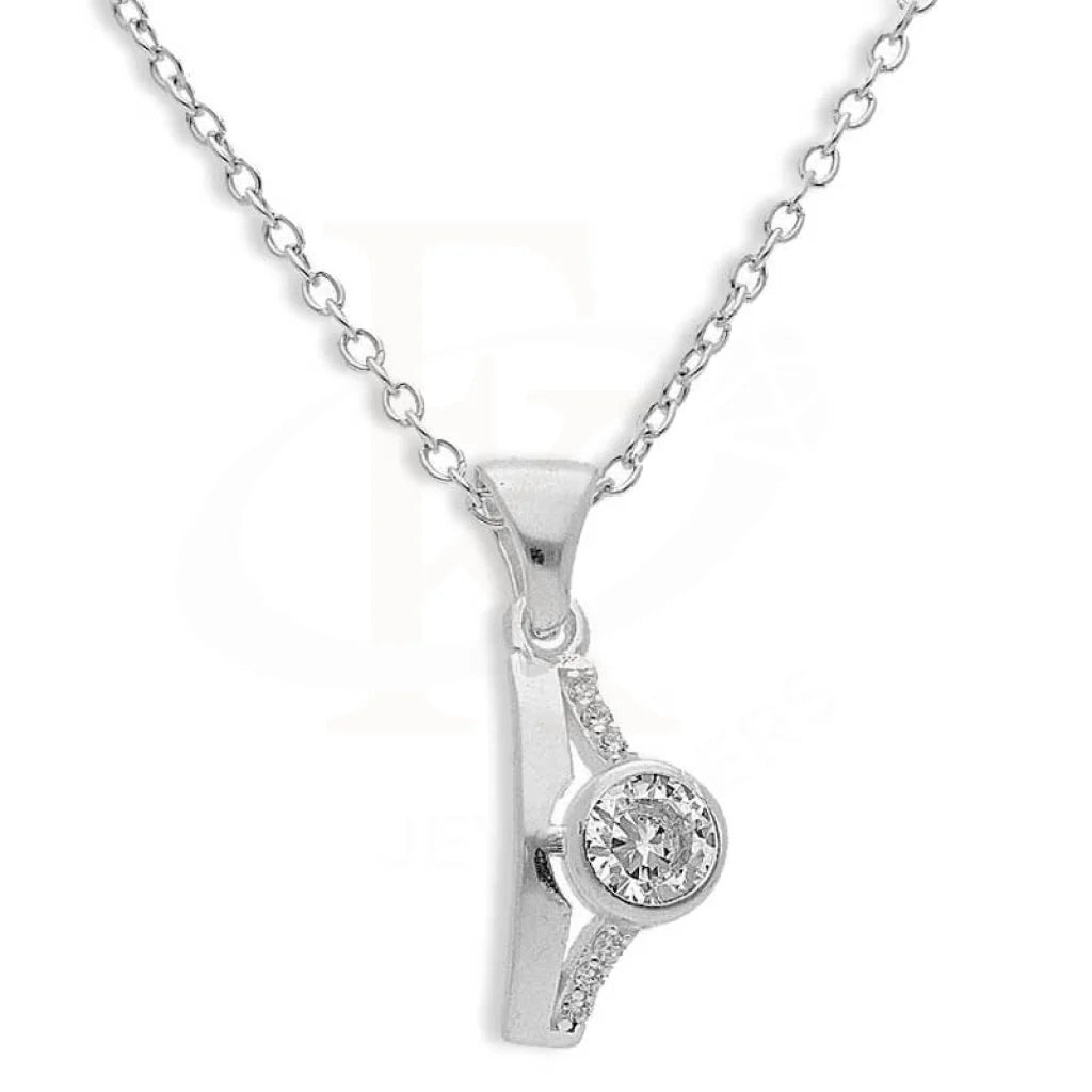 Italian Silver 925 White Solitaire Necklace (Chain With Pendant) - Fkjnklsl2804 Necklaces