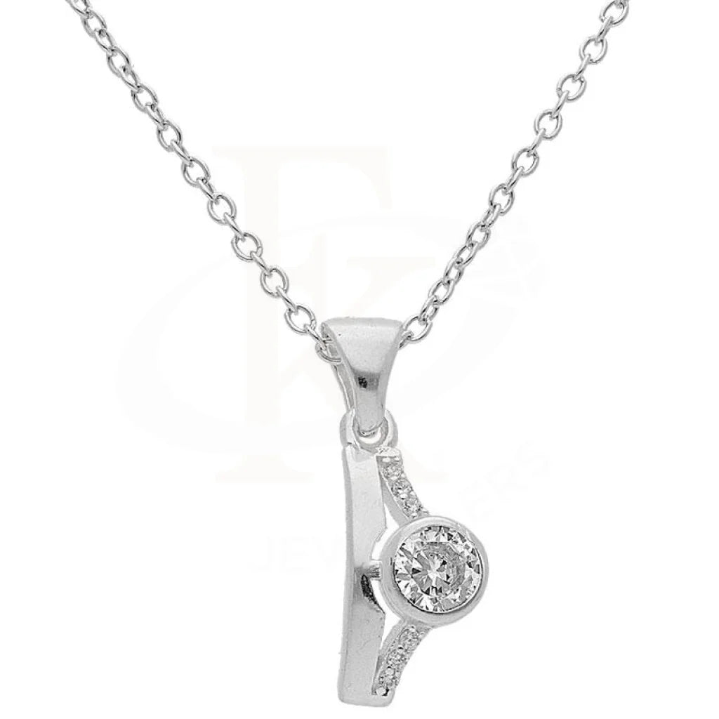 Italian Silver 925 White Solitaire Pendant Set (Necklace Earrings And Ring) - Fkjnklstsl2109 Sets