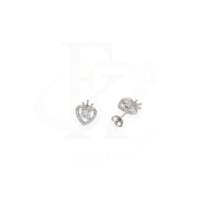 Sterling Silver 925 Zircon Crown Heart Shaped Earrings - Fkjernsl7973