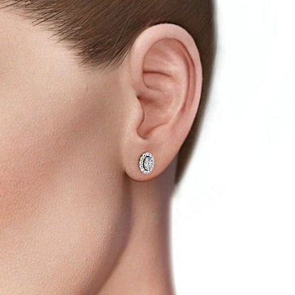 Swarovski Zirconia Oval Cut Solitaire Stud Earrings In 925 Silver - Fkjern1762