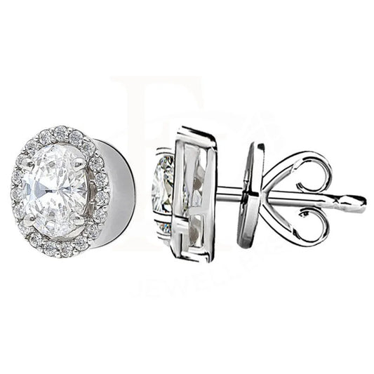 Swarovski Zirconia Oval Cut Solitaire Stud Earrings In 925 Silver - Fkjern1762