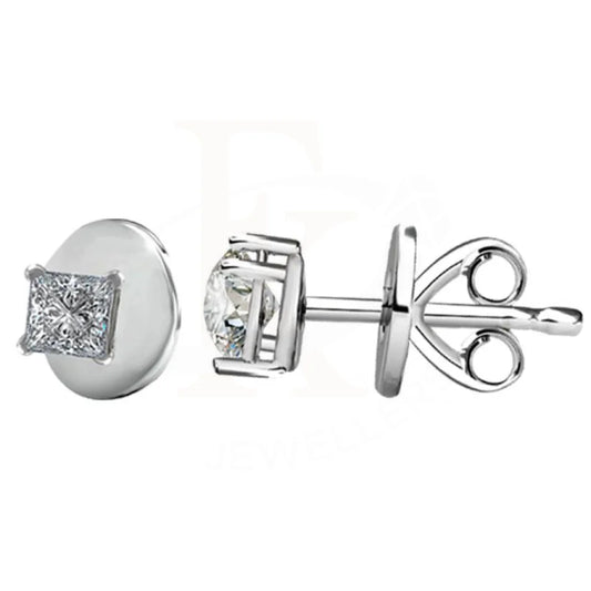 Swarovski Zirconia Princess Cut Solitaire Stud Earrings In 925 Silver - Fkjern1757