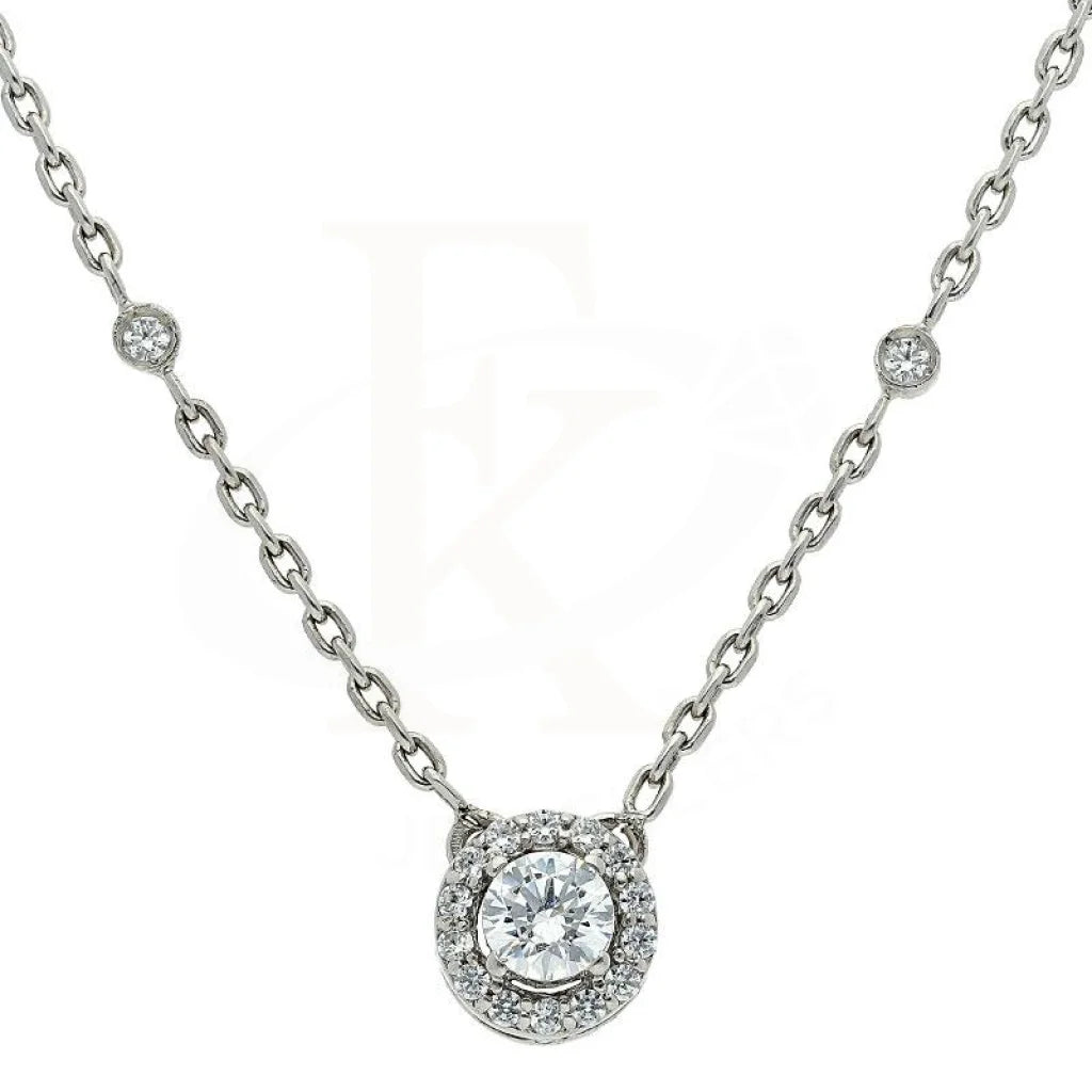Swarovski Zirconia Round Cut Solitaire Necklace In 925 Silver - Fkjnkl1940 Necklaces
