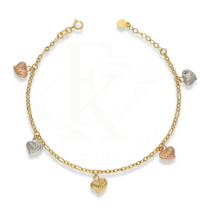 Tri Color Gold Hanging Hearts Bracelet 18Kt - Fkjbrl18K2974 Bracelets