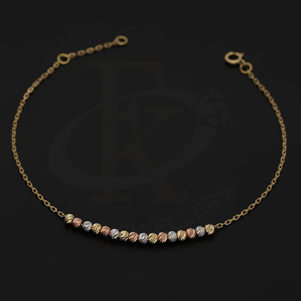 Tri Tone Gold Beads Bracelet 18Kt - Fkjbrl18K5378 Bracelets