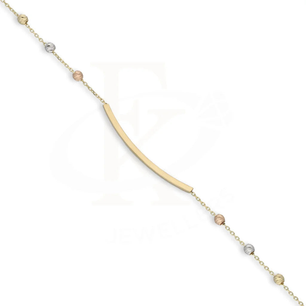 Tri Tone Gold Beads Bracelet 18Kt - Fkjbrl18Km5480 Bracelets