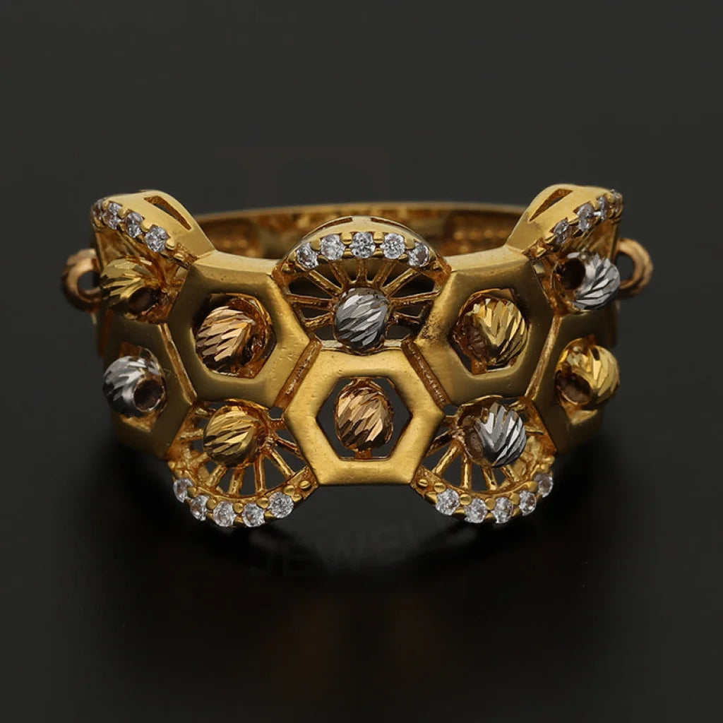 Tri Tone Gold Beads Ring 22Kt - Fkjrn22K3857 Rings