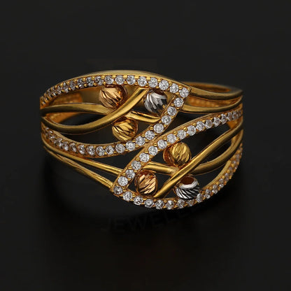 Tri Tone Gold Beads Ring 22Kt - Fkjrn22K3860 Rings