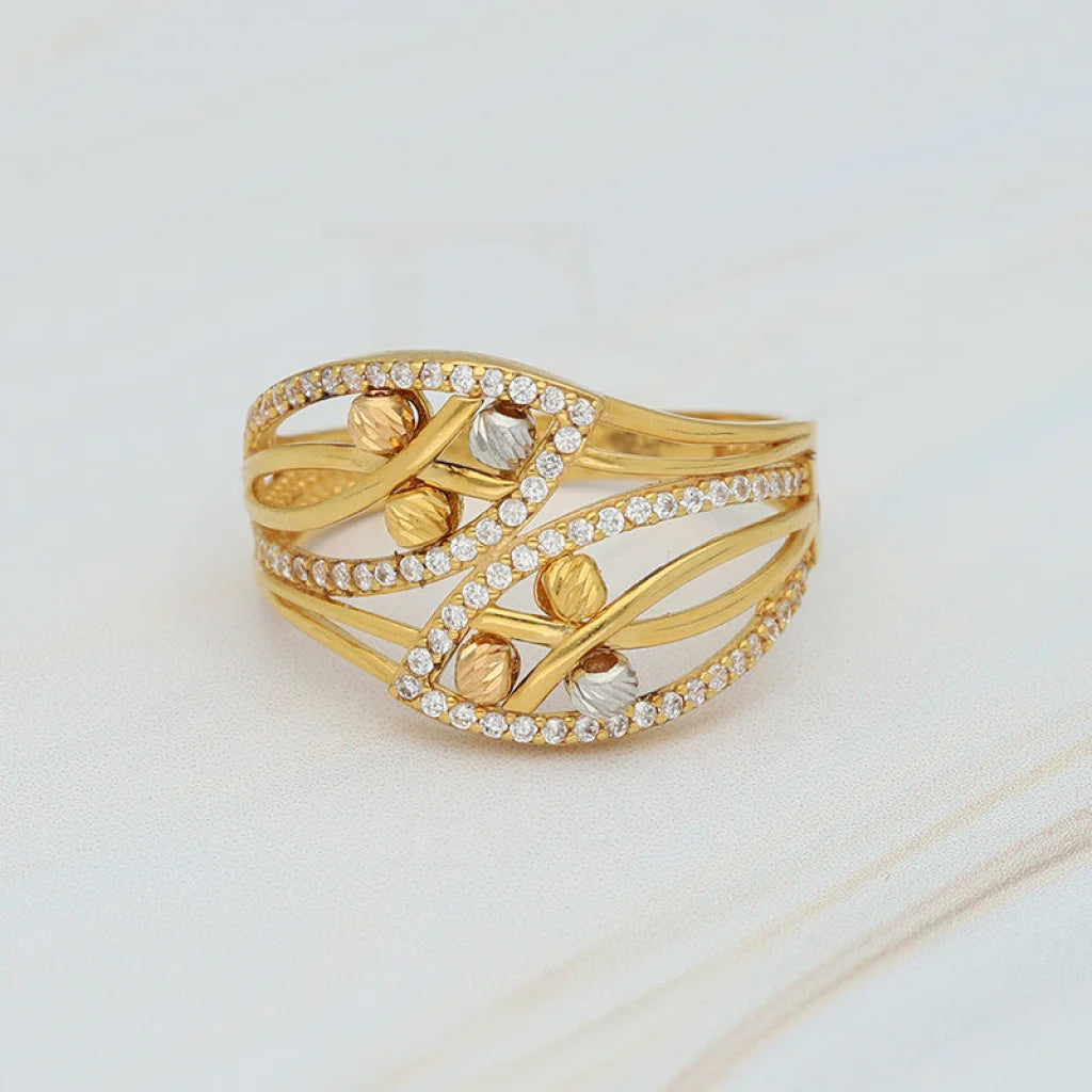 Tri Tone Gold Beads Ring 22Kt - Fkjrn22K3860 Rings