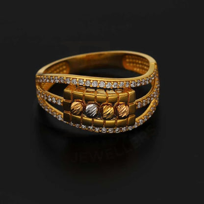 Tri Tone Gold Beads Ring 22Kt - Fkjrn22K3866 Rings