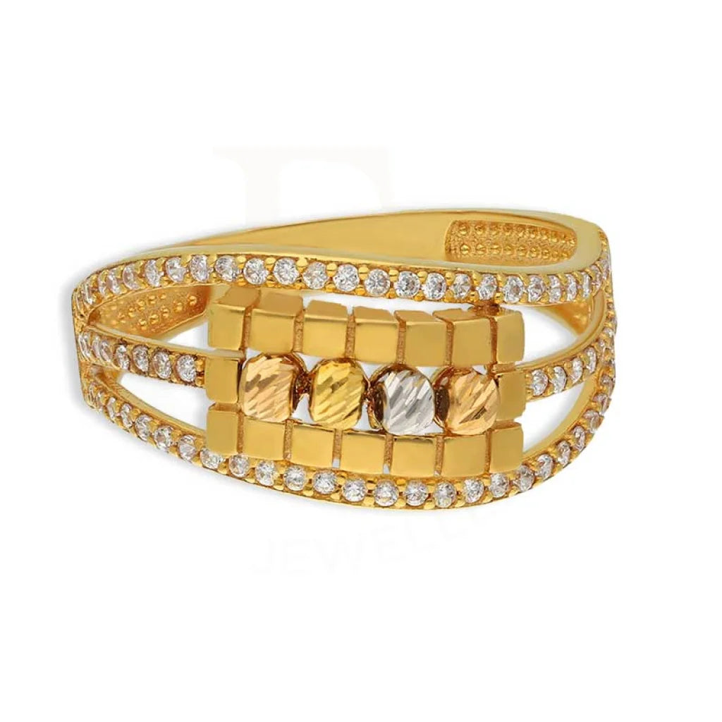 Tri Tone Gold Beads Ring 22Kt - Fkjrn22K3866 Rings