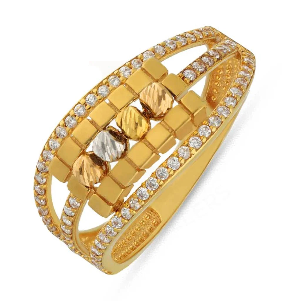 Tri Tone Gold Beads Ring 22Kt - Fkjrn22K3866 Rings