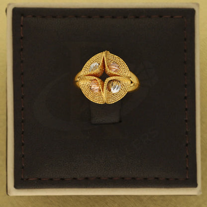 Tri Tone Gold Blooming Flower Ring 22Kt - Fkjrn22K3842 Rings