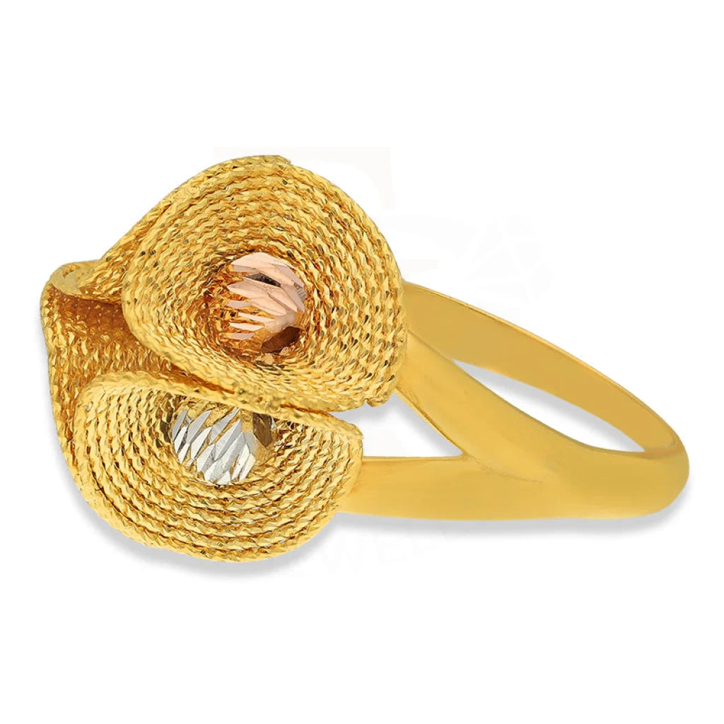 Tri Tone Gold Blooming Flower Ring 22Kt - Fkjrn22K3842 Rings