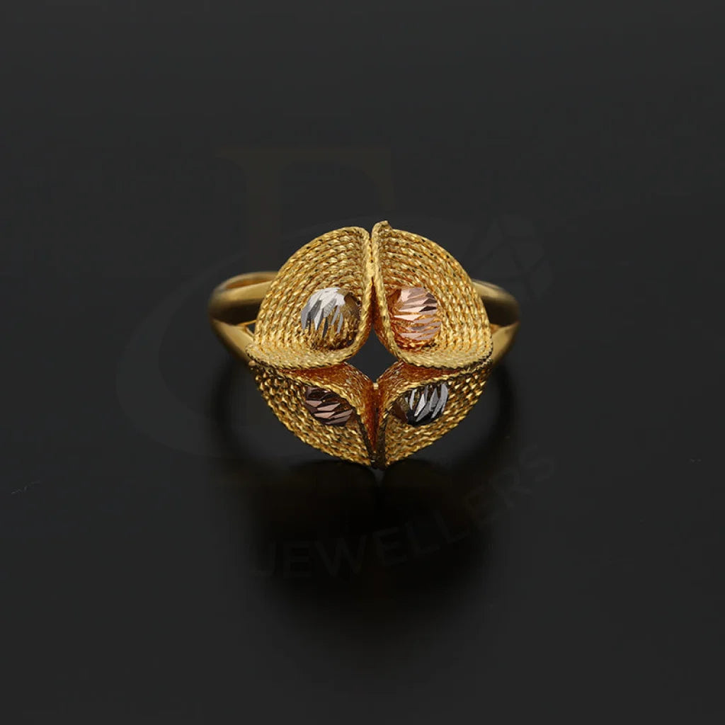 Tri Tone Gold Blooming Flower Ring 22Kt - Fkjrn22K3842 Rings