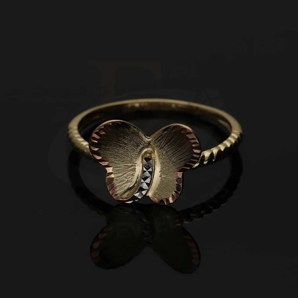 Tri Tone Gold Butterfly Shaped Ring 18Kt - Fkjrn18K3797 Rings