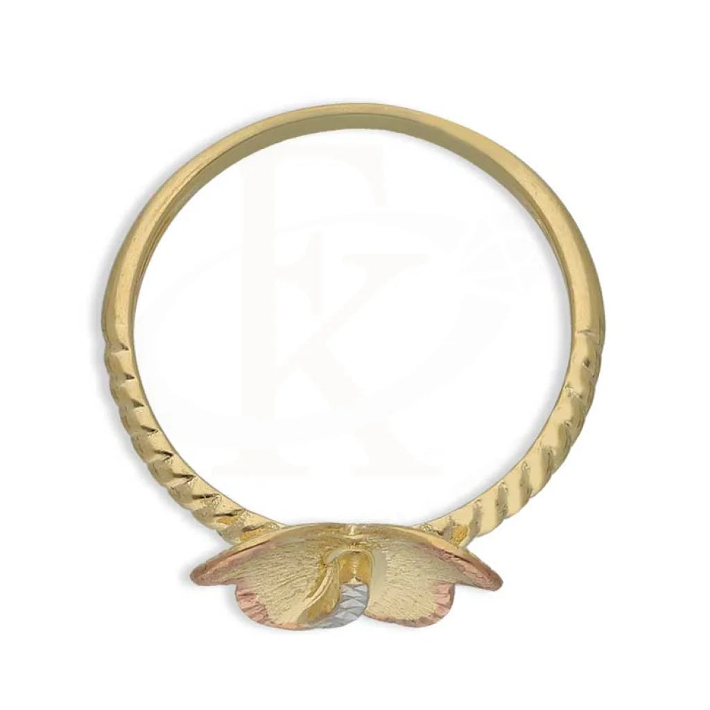 Tri Tone Gold Butterfly Shaped Ring 18Kt - Fkjrn18K3797 Rings