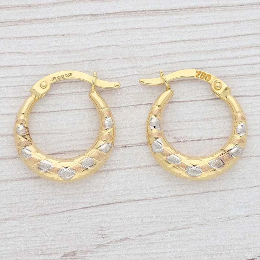 Tri Tone Gold Clip On Hoop Earrings 18Kt - Fkjern18K3047