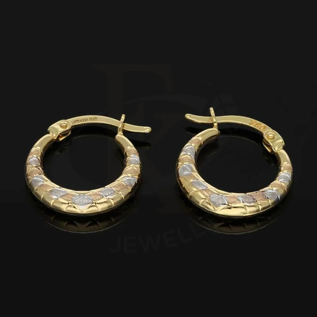 Tri Tone Gold Clip On Hoop Earrings 18Kt - Fkjern18K3047