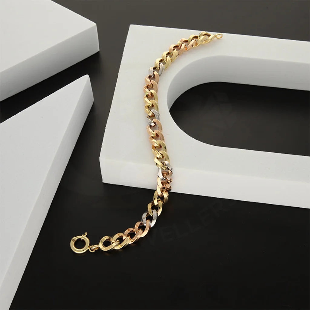 Tri Tone Gold Curb Bracelet 18Kt - Fkjbrl18K5197 Bracelets