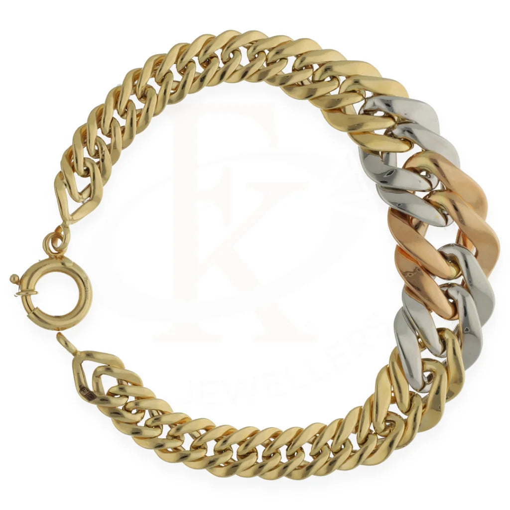 Tri Tone Gold Curb Bracelet 18Kt - Fkjbrl18K7323 Bracelets