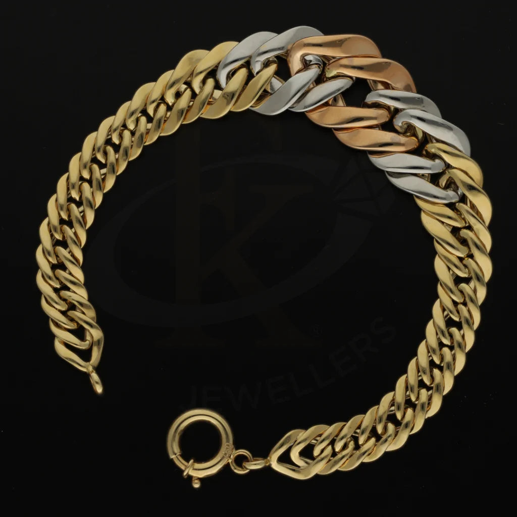 Tri Tone Gold Curb Bracelet 18Kt - Fkjbrl18K7323 Bracelets