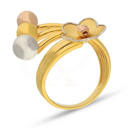 Tri Tone Gold Flower Shaped Ring 22Kt - Fkjrn22K3833 Rings