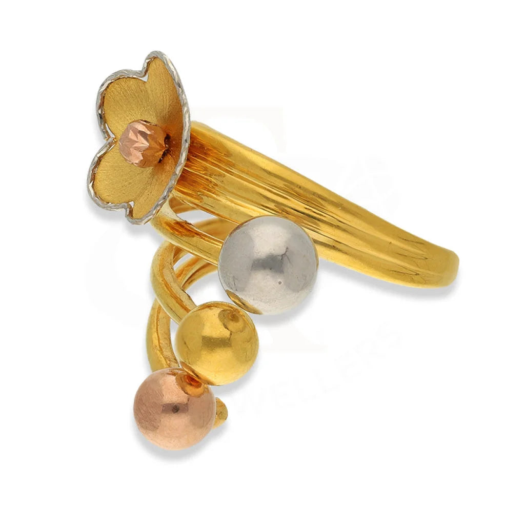 Tri Tone Gold Flower Shaped Ring 22Kt - Fkjrn22K3833 Rings