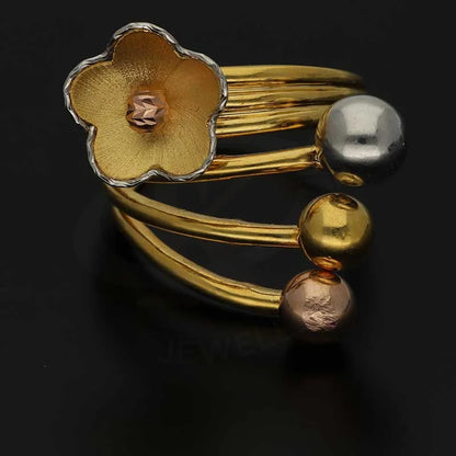 Tri Tone Gold Flower Shaped Ring 22Kt - Fkjrn22K3833 Rings