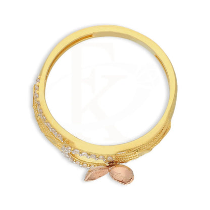 Tri Tone Gold Flowers Bangle With Ring 22Kt - Fkjbng22K5041 Bangles