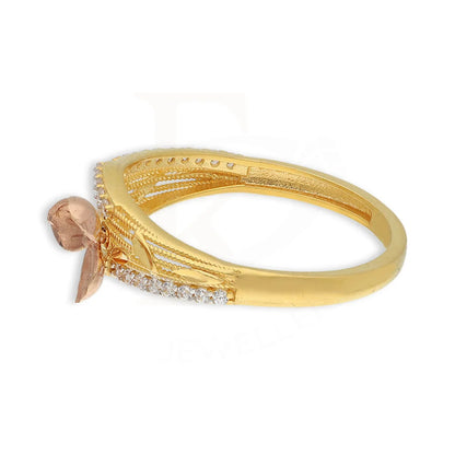 Tri Tone Gold Flowers Bangle With Ring 22Kt - Fkjbng22K5041 Bangles