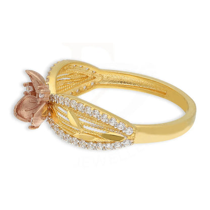 Tri Tone Gold Flowers Bangle With Ring 22Kt - Fkjbng22K5042 Bangles