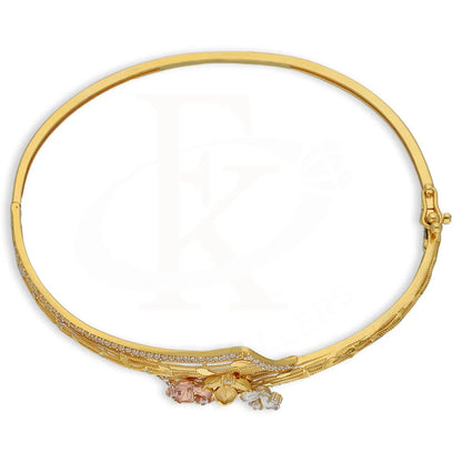 Tri Tone Gold Flowers Bangle With Ring 22Kt - Fkjbng22K5044 Bangles