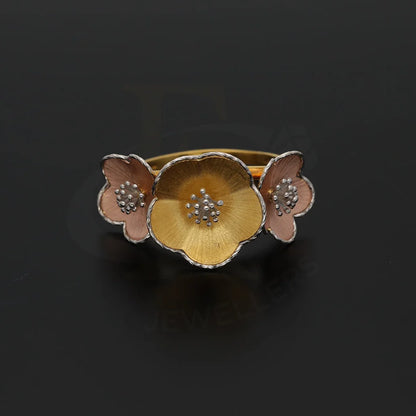 Tri Tone Gold Flowers Shaped Ring 22Kt - Fkjrn22K3844 Rings