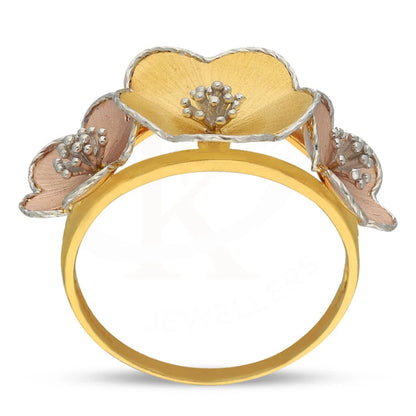 Tri Tone Gold Flowers Shaped Ring 22Kt - Fkjrn22K3844 Rings