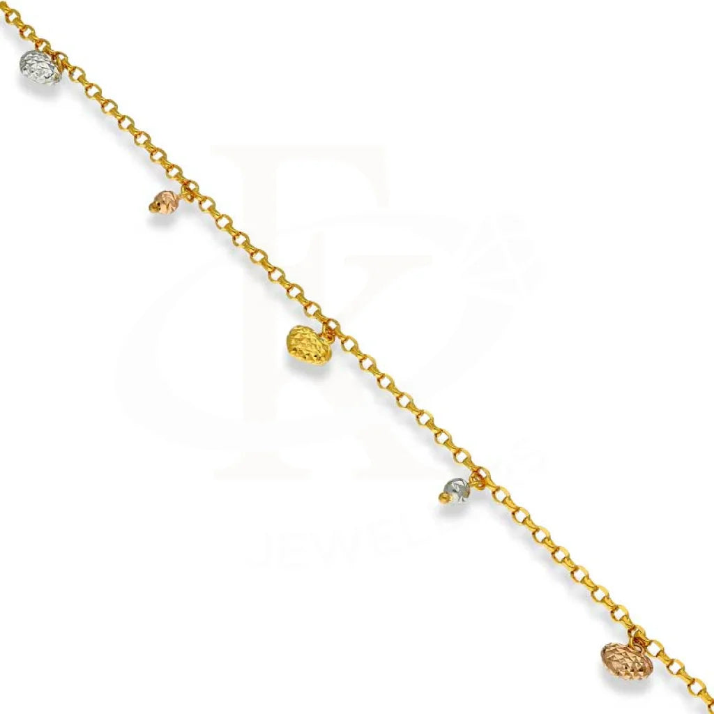 Tri Tone Gold Hanging Charms Anklet 22Kt - Fkjankl22K2042 Anklets