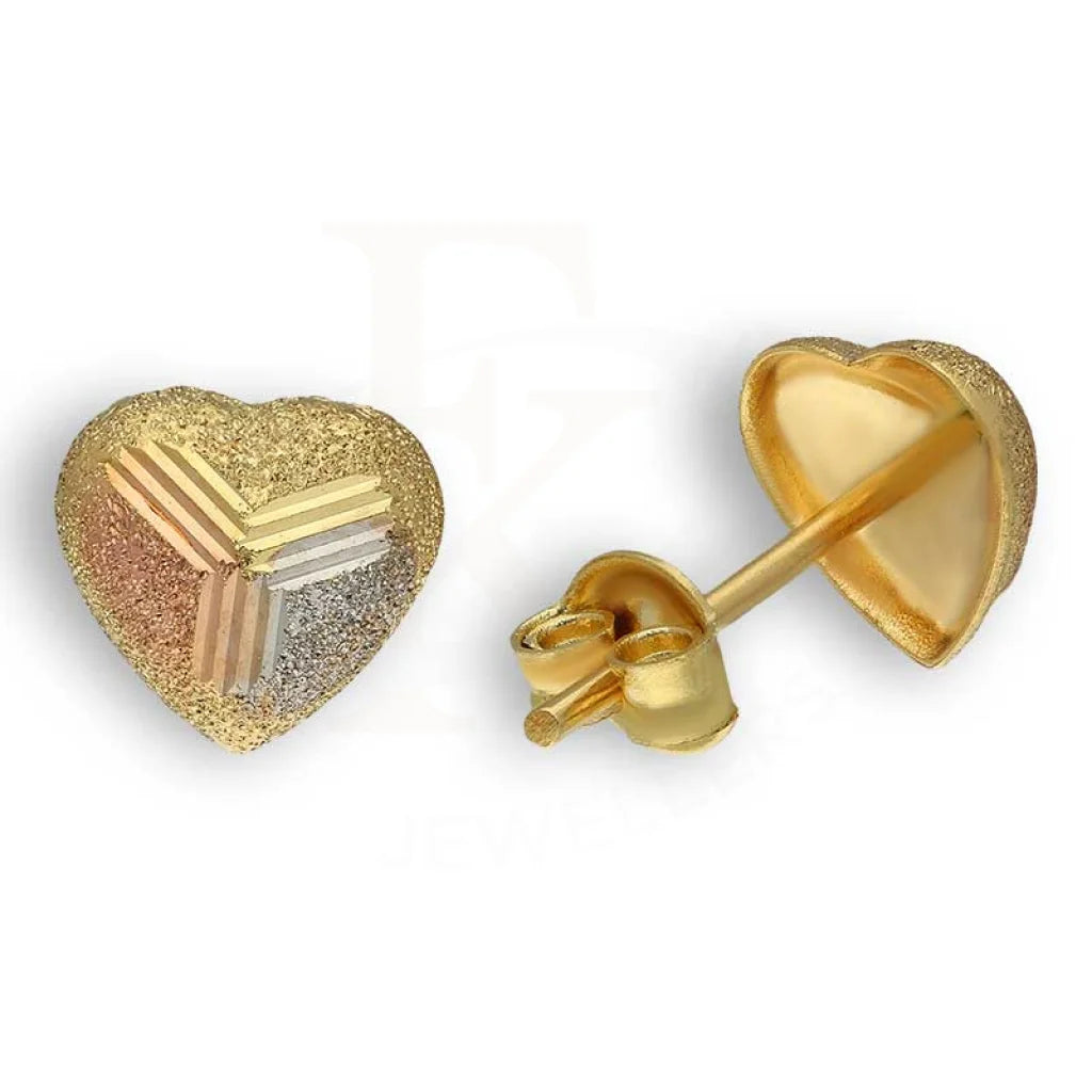 Tri Tone Gold Heart Stud Earrings 18Kt - Fkjern18K3093