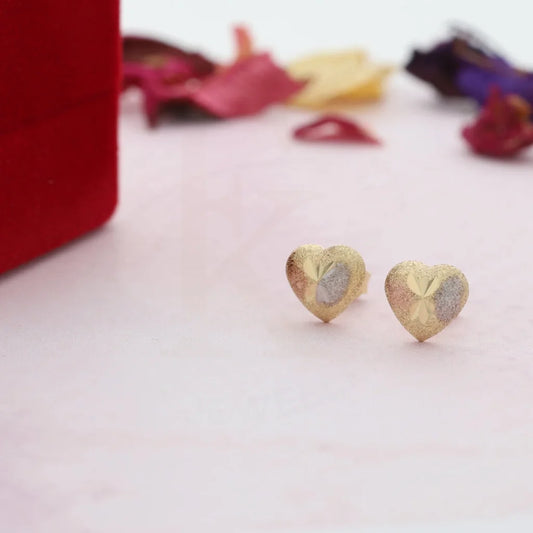 Tri Tone Gold Heart Stud Earrings 18Kt - Fkjern18K3093